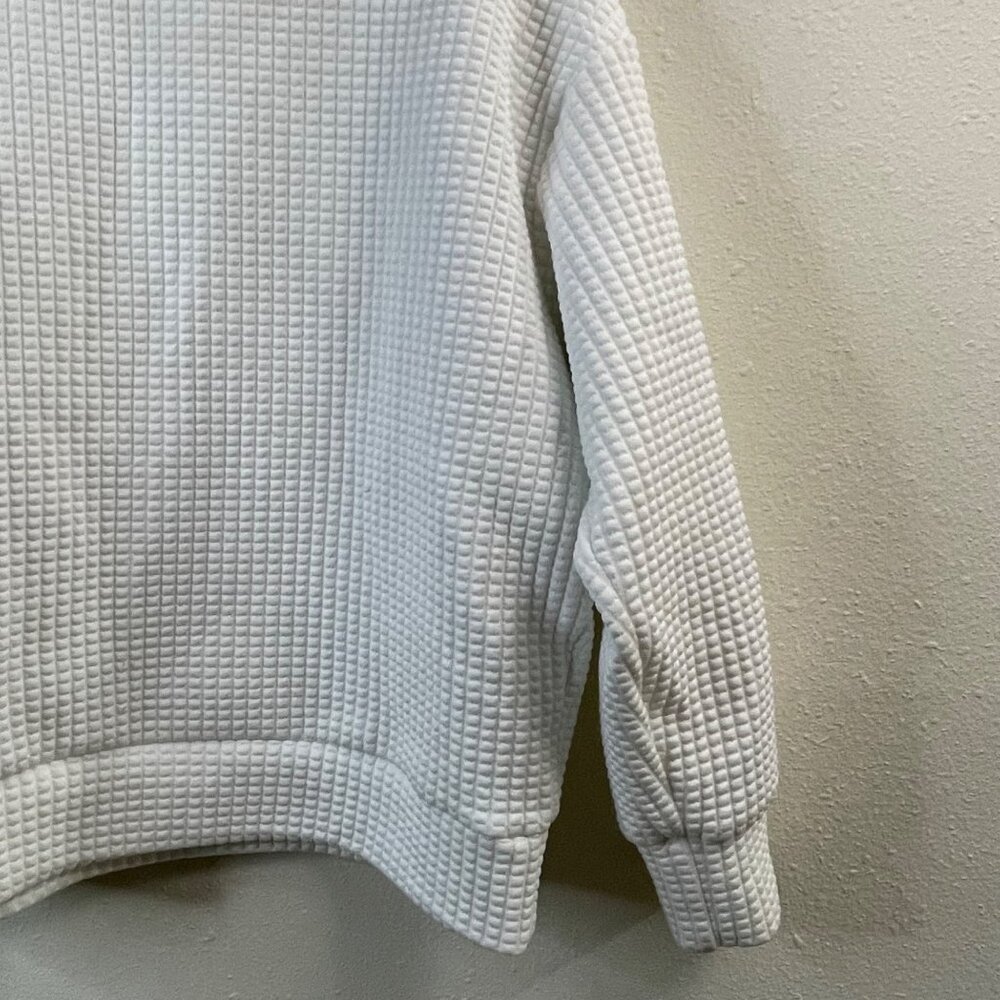 Dazy White Textured Waffle-Knit Crewneck Pullover Sweater M - Picture 6 of 11
